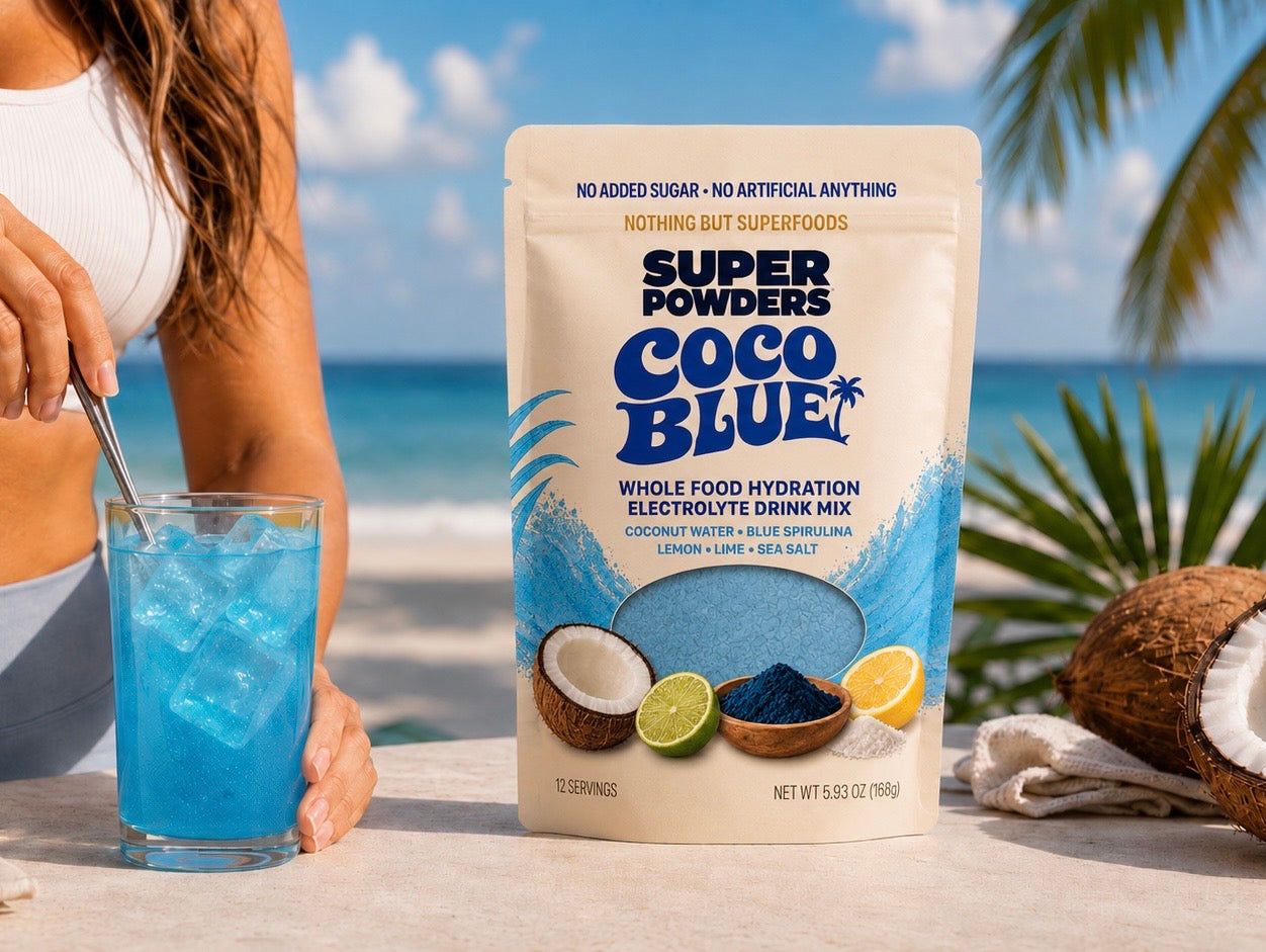 Coco Blue 12-serving pouch at the beach